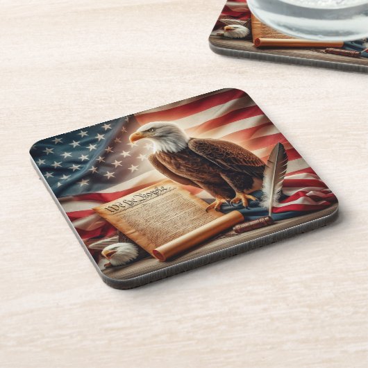 American Bald Eagle Patriotismus Getränkeuntersetzer (Linke Seite)