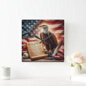 American Bald Eagle Patriotismus Quadratische Wanduhr (Zuhause)