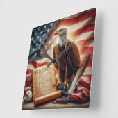 American Bald Eagle Patriotismus Quadratische Wanduhr (Winkel)