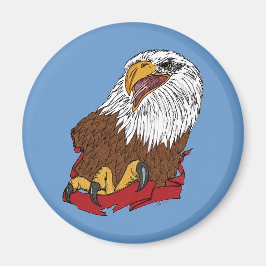 American Bald Eagle Ribbon Classic Bird Tattoo Magnet (Vorne)