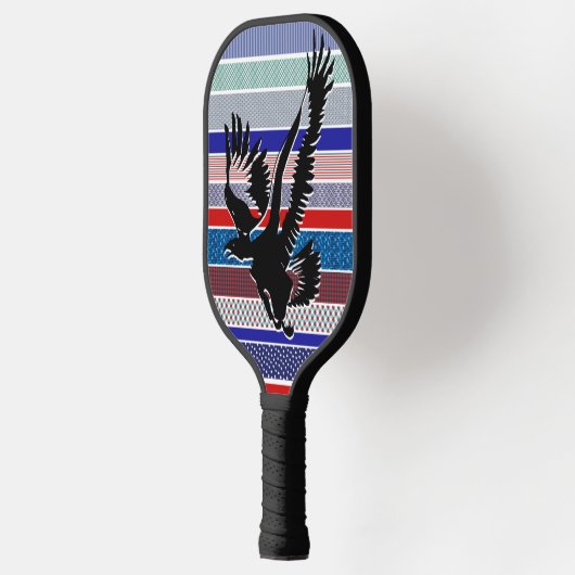 American Bald Eagle Silhouette, rot, weiß und blau Pickleball Schläger (Links)