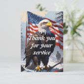 American Bald Eagle und die amerikanische Flagge Dankeskarte (Stehend Vorderseite)