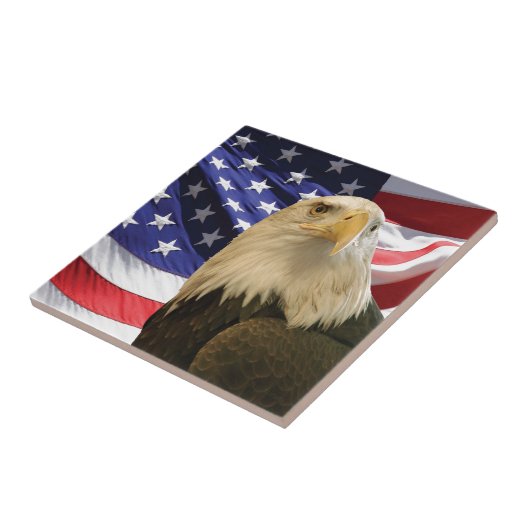 American Bald Eagle und Flag Fliese (Seite)
