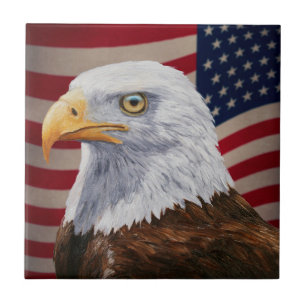 American Bald Eagle und Flag Fliese