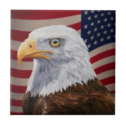American Bald Eagle und Flag Fliese (Vorderseite)
