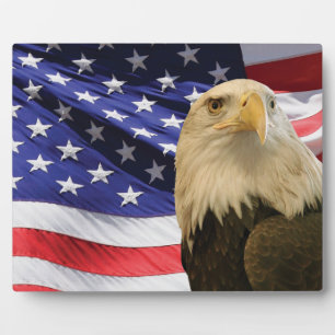 American Bald Eagle und Flag Fotoplatte