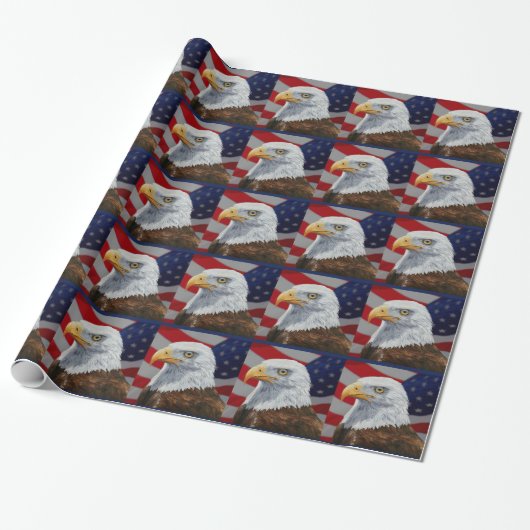 American Bald Eagle und Flag Geschenkpapier (Ungerollt)