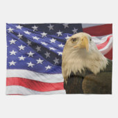 American Bald Eagle und Flag Geschirrtuch (Horizontal)