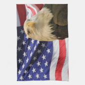 American Bald Eagle und Flag Geschirrtuch (Vertikal)