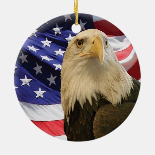 American Bald Eagle und Flag Keramikornament (Hinten)