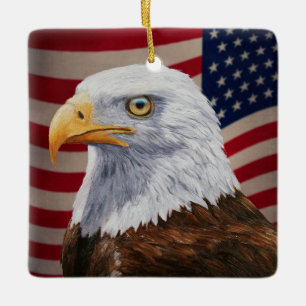 American Bald Eagle und Flag Keramikornament