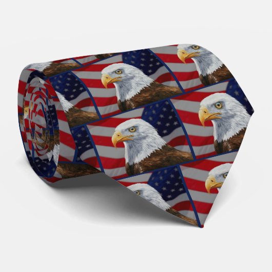 American Bald Eagle und Flag Krawatte (Gerollt)