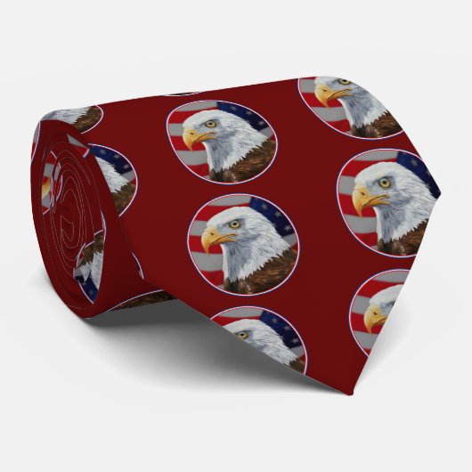 American Bald Eagle und Flag Krawatte (Gerollt)