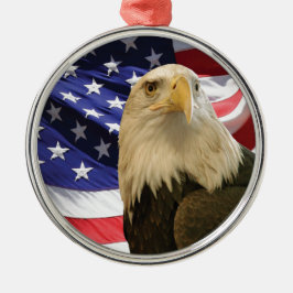American Bald Eagle und Flag Ornament Aus Metall