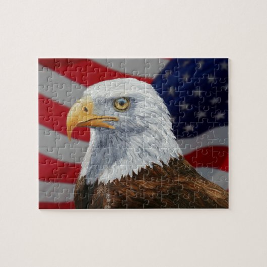 American Bald Eagle und Flag Puzzle (Horizontal)