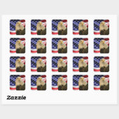 American Bald Eagle und Flag Quadratischer Aufkleber (Blatt)