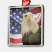 American Bald Eagle und Flag Silbernes Ornament (Links)