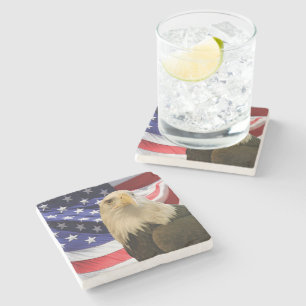 American Bald Eagle und Flag Steinuntersetzer