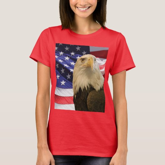 American Bald Eagle und Flag T-Shirt (Vorderseite)
