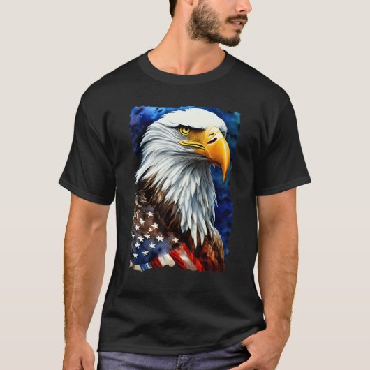American Bald Eagle USA Flag Freedom Men Women Pat T-Shirt (Vorderseite)