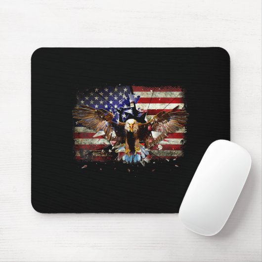 American Bald Eagle Usa Flag Patriotic Eagle 4th O Mousepad (Mit Mouse)