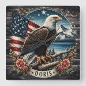 American Bald Eagle von Bergsee Quadratische Wanduhr (Vorderseite)