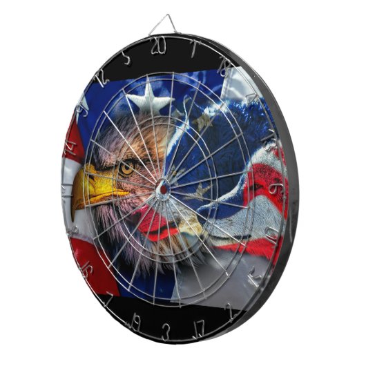 American Bald Eagle Wolf Flag Patriotic Dartscheibe (Vorderseite rechts)