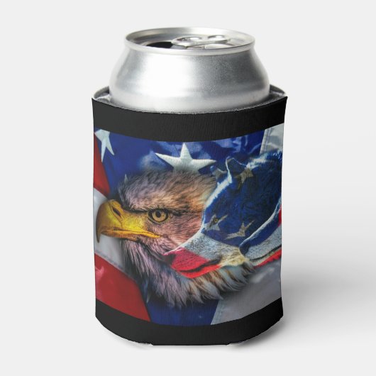 American Bald Eagle Wolf Flag Patriotic Dosenkühler (Kanne Vorderseite)