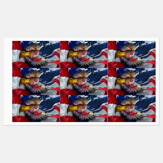 American Bald Eagle Wolf Flag Patriotic Etiketten (Blatt)