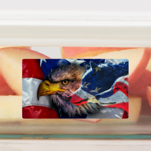 American Bald Eagle Wolf Flag Patriotic Etiketten