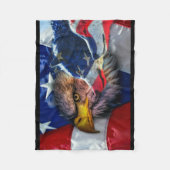 American Bald Eagle Wolf Flag Patriotic Fleecedecke (Vorderseite)