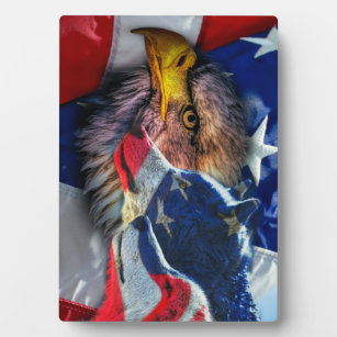 American Bald Eagle Wolf Flag Patriotic Fotoplatte