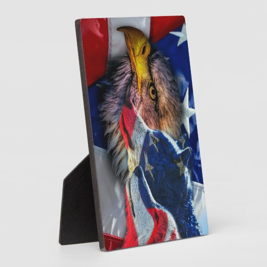 American Bald Eagle Wolf Flag Patriotic Fotoplatte (Seite)