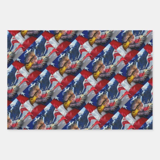 American Bald Eagle Wolf Flag Patriotic Geschenkpapier Set (Vorderseite 2)