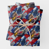 American Bald Eagle Wolf Flag Patriotic Geschenkpapier Set (Beispiel)