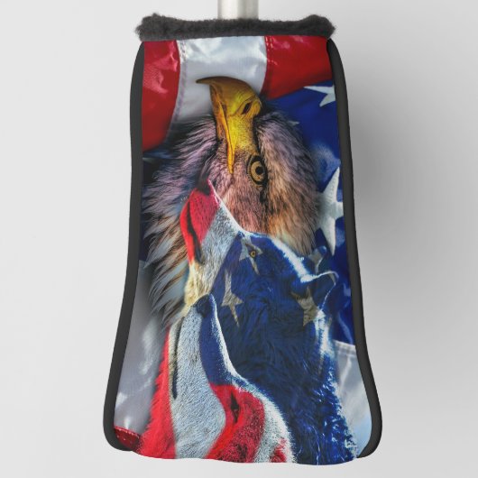 American Bald Eagle Wolf Flag Patriotic Golf Headcover (Rotieren 90)