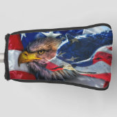 American Bald Eagle Wolf Flag Patriotic Golf Headcover (Vorderseite)