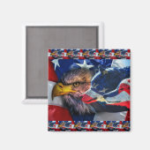 American Bald Eagle Wolf Flag Patriotic Magnet (Vorderseite/Rückseite)