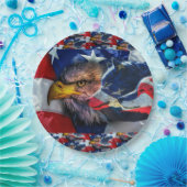 American Bald Eagle Wolf Flag Patriotic Pappteller (Party)