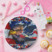 American Bald Eagle Wolf Flag Patriotic Pappteller (Party)