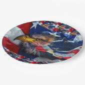 American Bald Eagle Wolf Flag Patriotic Pappteller (Schrägansicht)