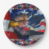 American Bald Eagle Wolf Flag Patriotic Pappteller (Vorderseite)
