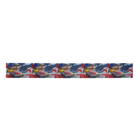 American Bald Eagle Wolf Flag Patriotic Satinband (Vorderseite)