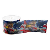 American Bald Eagle Wolf Flag Patriotic Satinband (Spule)