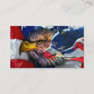 American Bald Eagle Wolf Flag Patriotic Visitenkarte