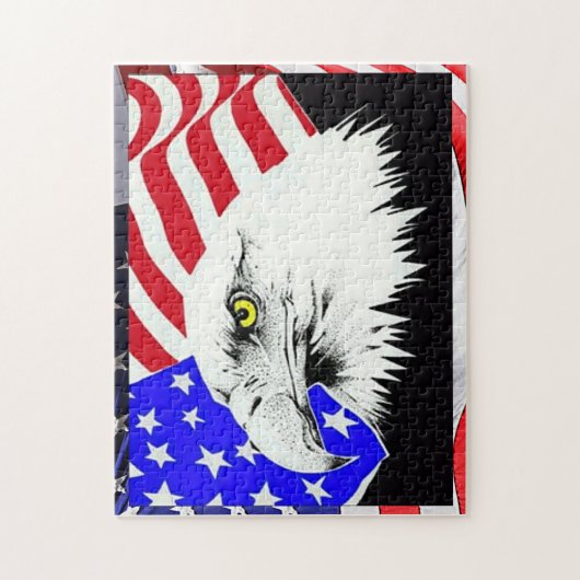 American Bald Eagle Zeichnend und Flag Puzzle (Vertikal)