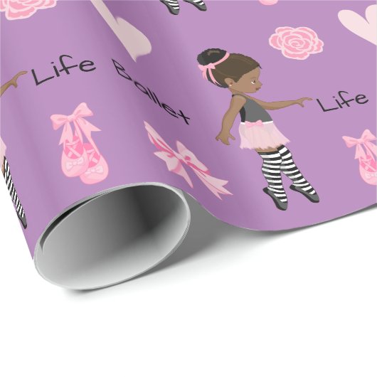 American Ballerina Ballerina Lila Leben Geschenkpapier (Rolleneckpunkt)