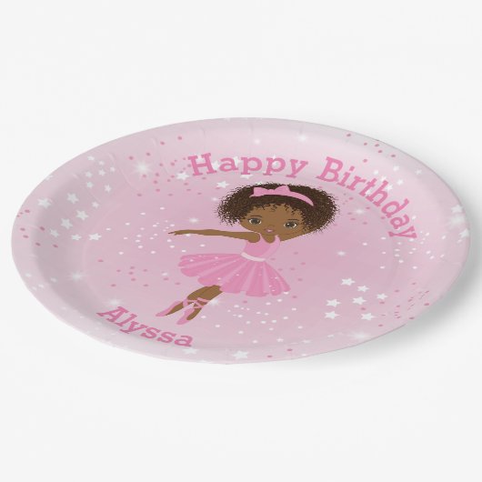 American Ballerina Birthday Paper Plate Pappteller (Schrägansicht)