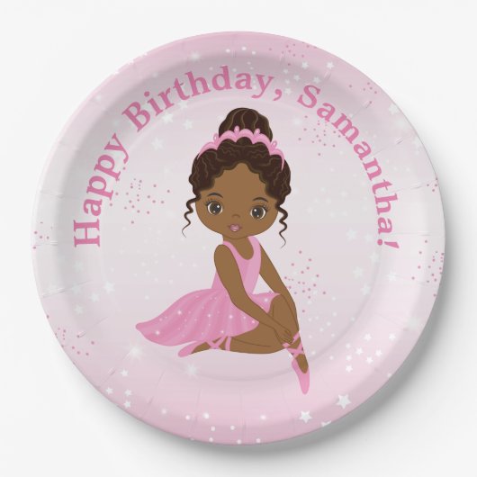 American Ballerina Birthday Paper Plate Pappteller (Vorderseite)