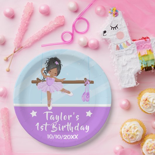American Ballerina Lila Tutu Birthday Pa Pappteller (Party)